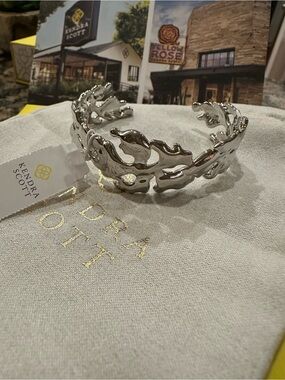 Kendra Scott Yellow Rose Savannah Cuff Bracelet Silver Tone NWT